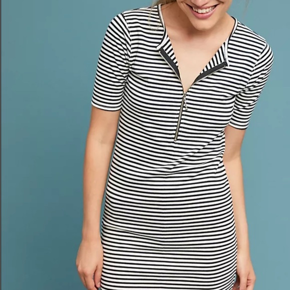 Current/Elliott Leighton Mini Dress in Black and White Stripe Size 1 - Picture 3 of 7